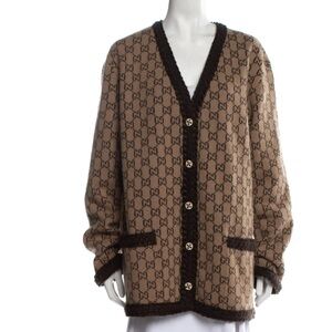 Gucci Beige and Dark Brown GG Cardigan